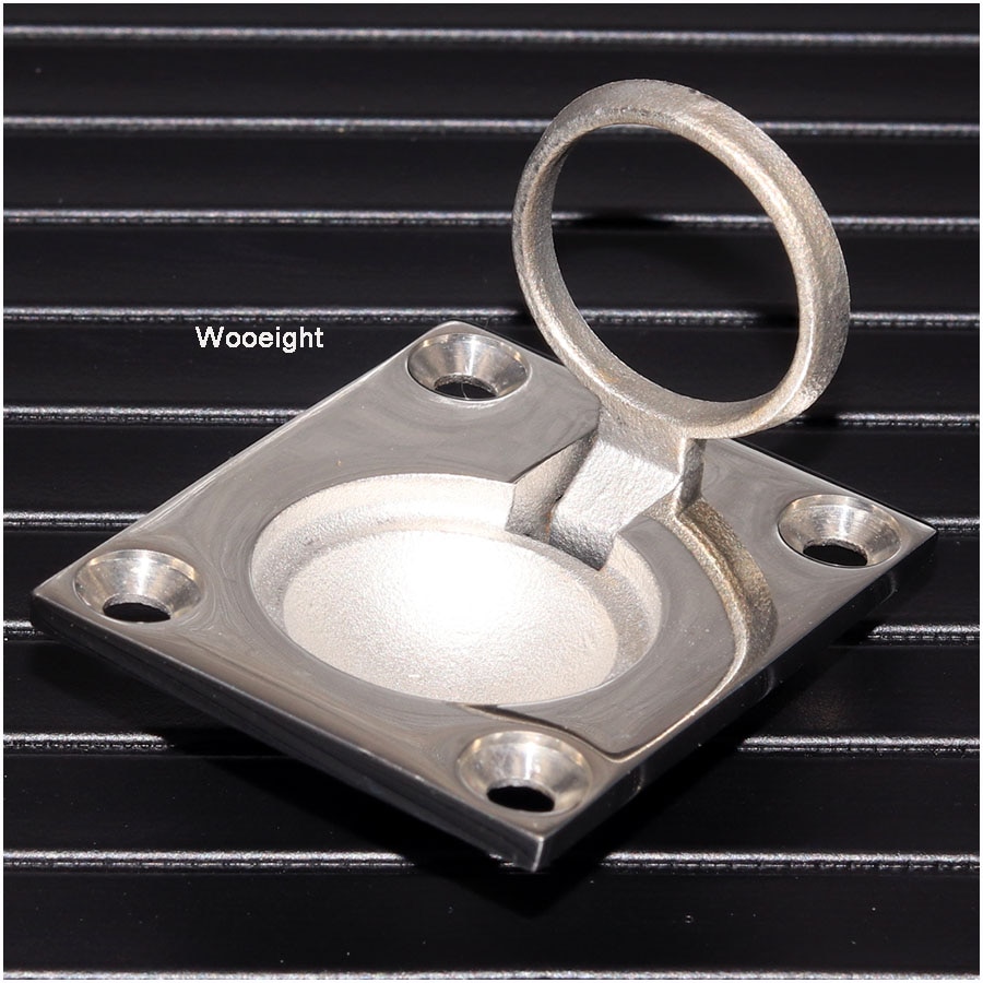 Wooeight 48*39mm 316 Stainless Steel Boat Accessories Marine Ring Handle Cover Flush Hatch Locker Cabinet Pull Lift