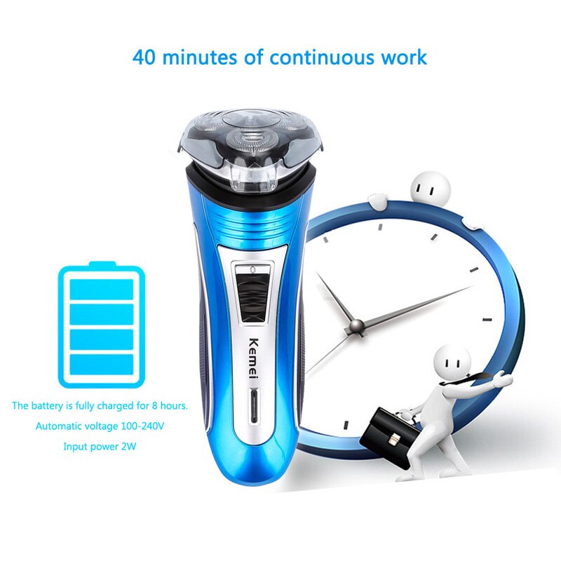 Kemei Elektrische Scheerapparaat Mannen Baard Trimmer Clipper Haar Scheren Machine Professionele Gezicht Mens Triple Blade Oplaadbare Scheermes
