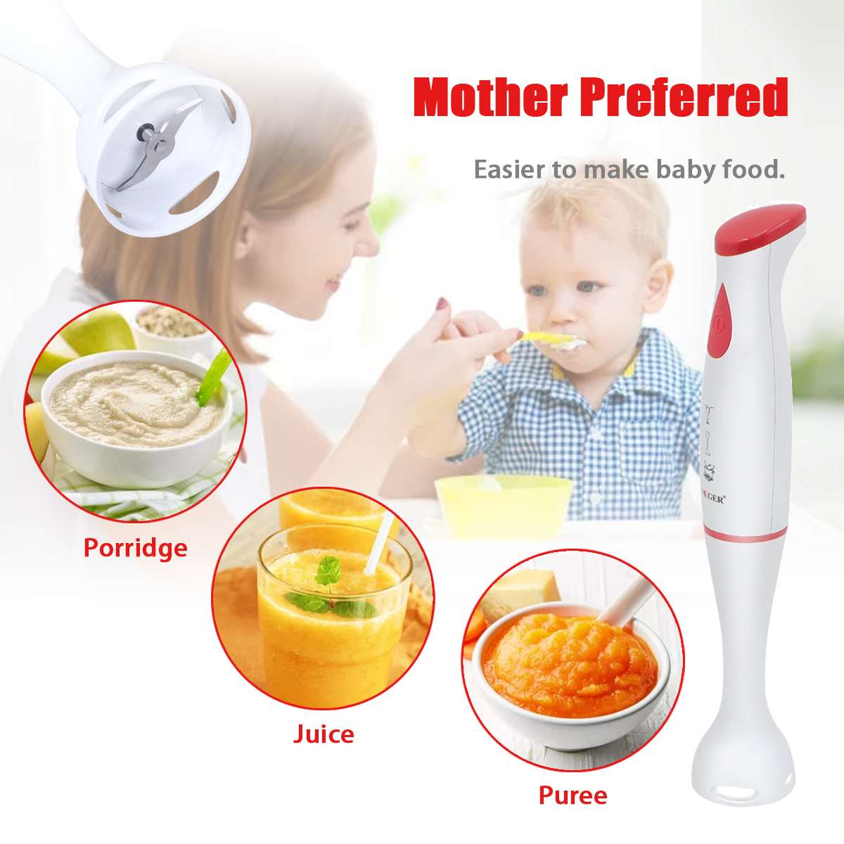 3 Gears Blender Electric Food Mixer Kitchen Detach... – Grandado