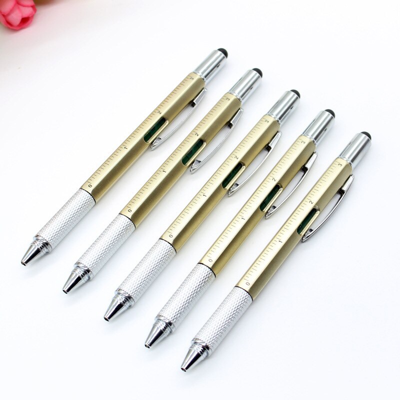 1,0mm multifuncional Spirit Level con destornillador bolígrafo de negocios o bolígrafo conmemorativo de la escuela: golden