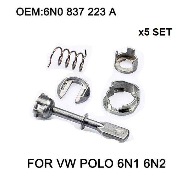 5 Piece Car Iron Door Lock Cylinder Repair Kit For VW POLO 6N1 6N2 1997-2002 Front Left or Right OE# 6N0 837 223A