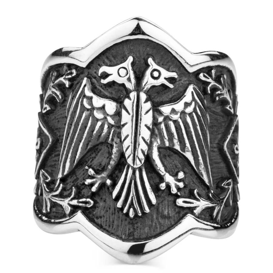 925 Sterling Silver Dirilis Ertugrul Gazi Thumb Rings Double Headed Eagle Men Jewelry Plain Model Turkish Special Hoop Zihgir