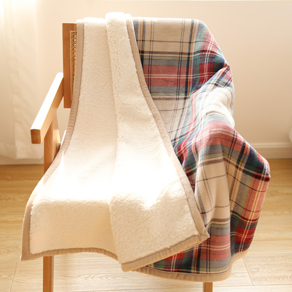 retro-doppeldecke, dick gefüttert, warm, winterdecke aus lammfell, korallenmuster, kniedecke, sofadecke, kuscheldecke, winterdecke, dekoration für zuhause: Königin / verrotten