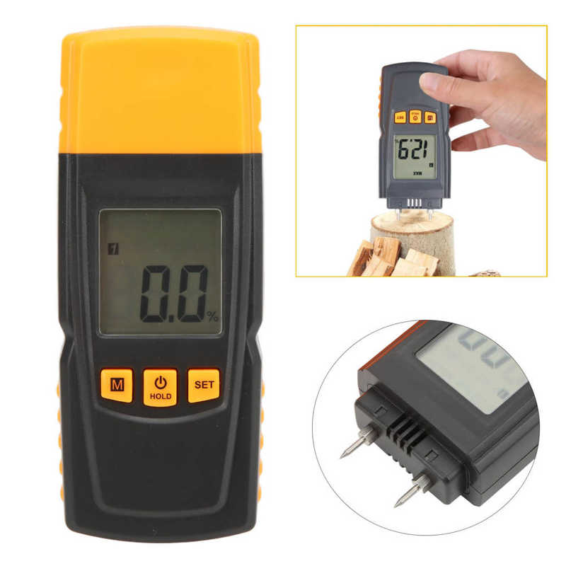 GM605 Portable Wood Moisture Meter Hygrometer Digital Wood Density Meter with Probe Protective Cover Humidity Meter