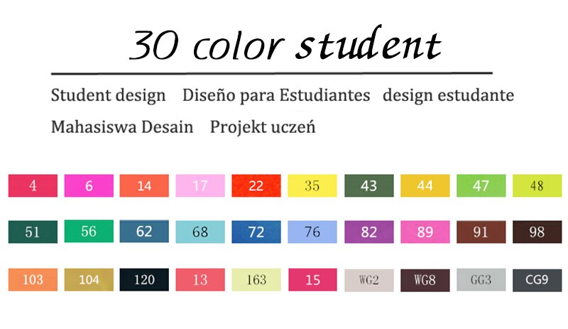 Marqueurs TouchFIVE 30/40/60/80 couleurs Art marqueurs ensemble double tête artiste croquis gras à base d'alcool marqueurs pour Animation Manga: 30 color students