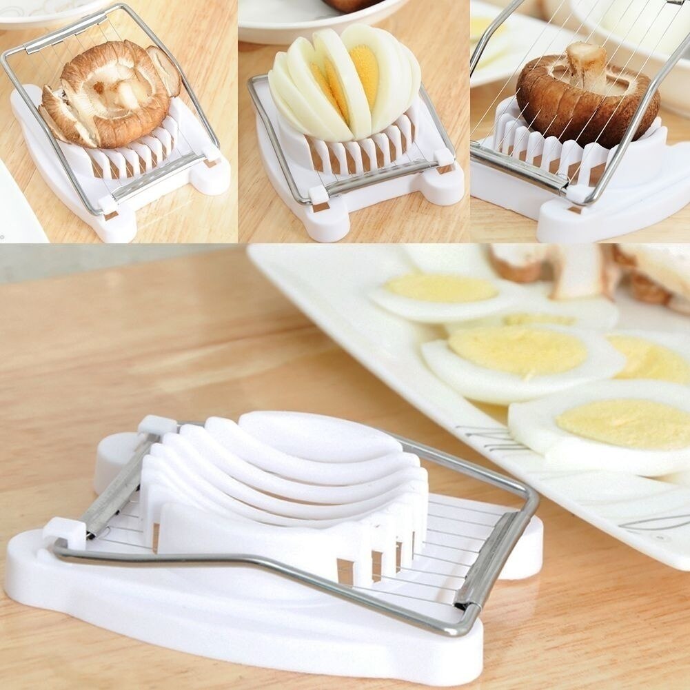 Stainless Steel Metal Boiled Egg Slicer Section Cut Cutter Mushroom Kitchen Chop Color Random