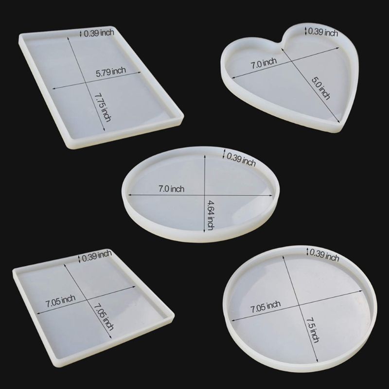 Silicone Resin Molds - Round, Square, Heart, Oval Shapes - Jewelry Making Tools Kit