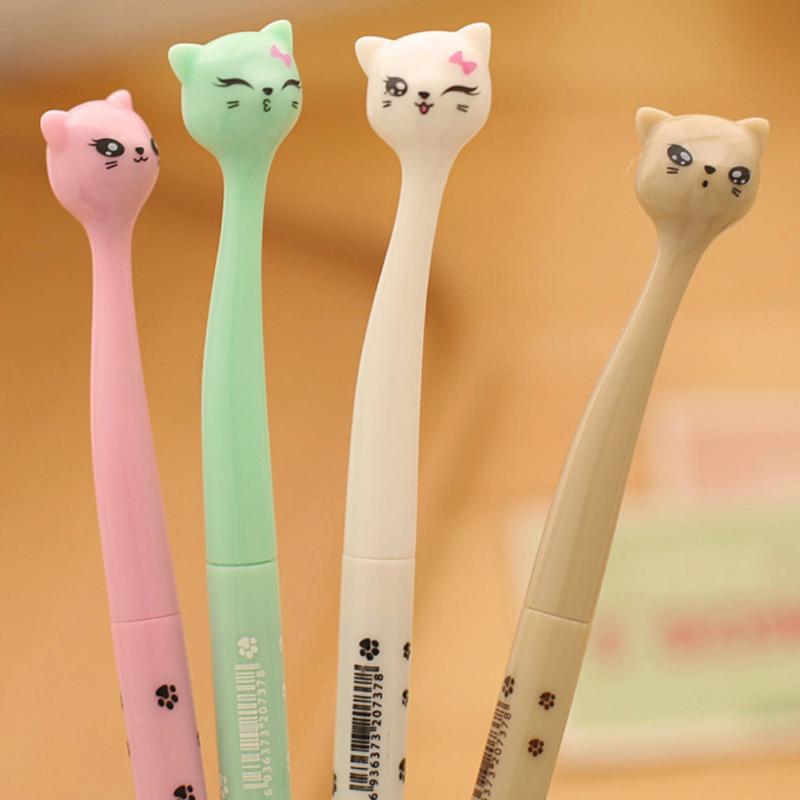 Kreative Schreibwaren Gel Stift Nette Cartoon Hoch Katze Wasser Schwarz Core Braun Rosa Weiß Blau Neuheit Einfach Zu Schreiben Student TSLM1