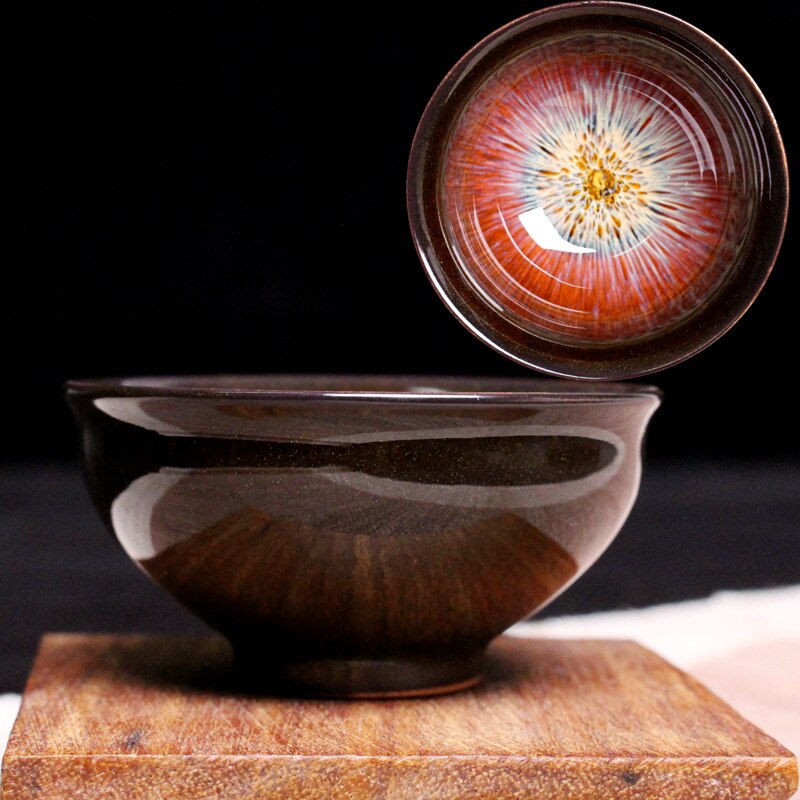 Taza de Té de Cerámica Hecha a Mano - Acabado Crackle Glaze - Vajilla Ecológica de Barro: Taza Rica 70ml