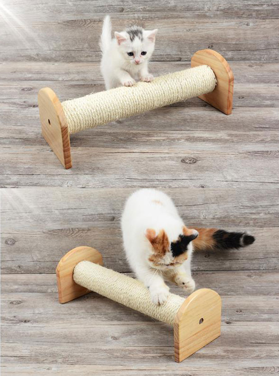 Væg / bur-monteret kat ridsestol kat killing klatrestativ træ sisal skrabe hylde kæledyr killinger ridse bordlegetøj