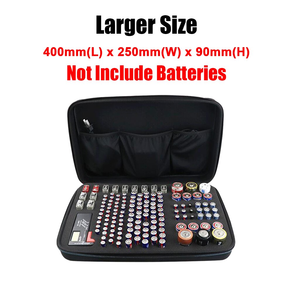 146 Pcs Portable Hard Shockproof EVA AA/AAA/C/D/9V Battery Case Box Storage Organizer Holder for Tester Extra Space for Charger