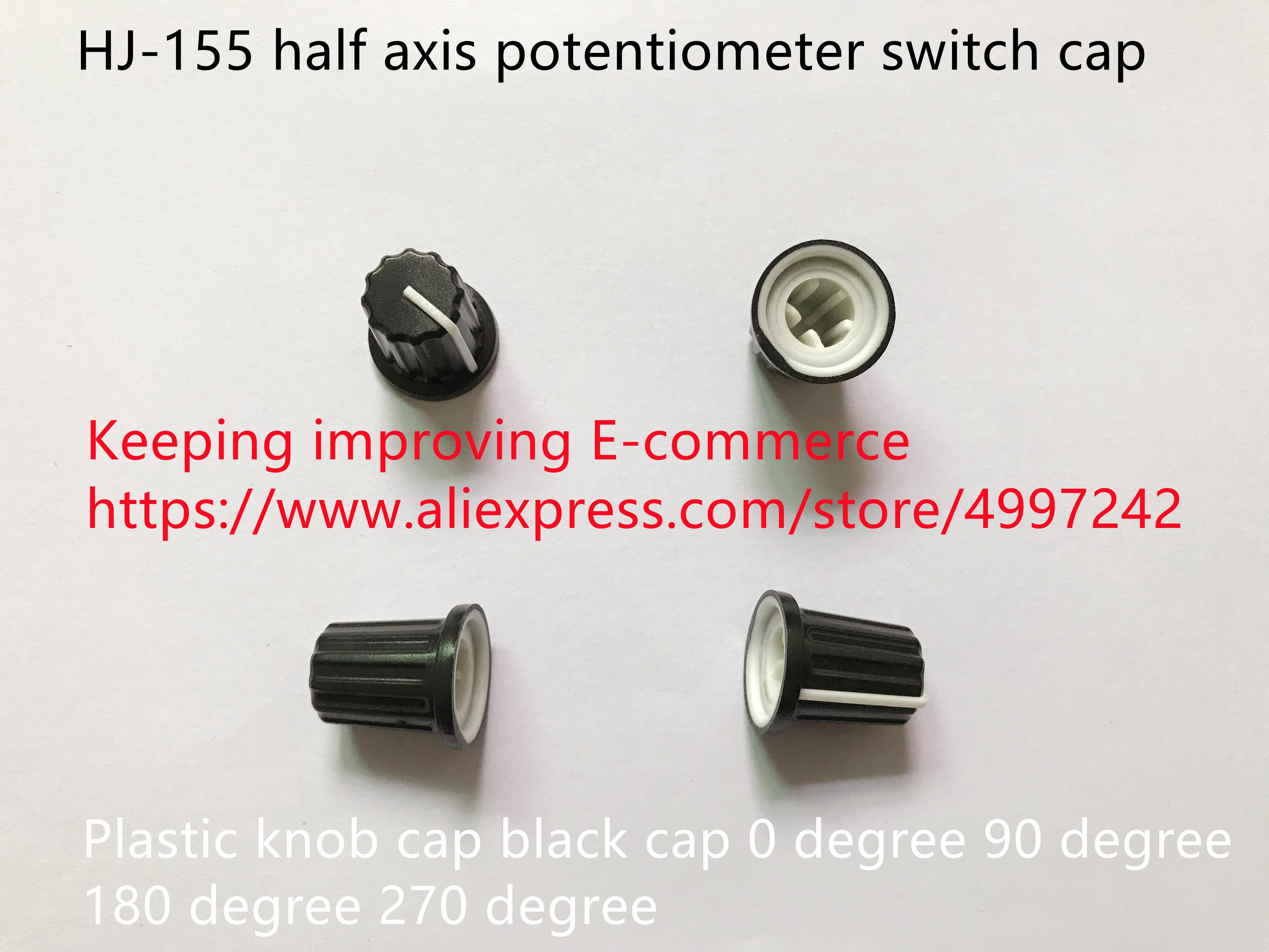 100% HJ-155 half as potentiometer switch cap plastic knop cap zwart cap 0 graden 90 graden 180 graden 270 graden