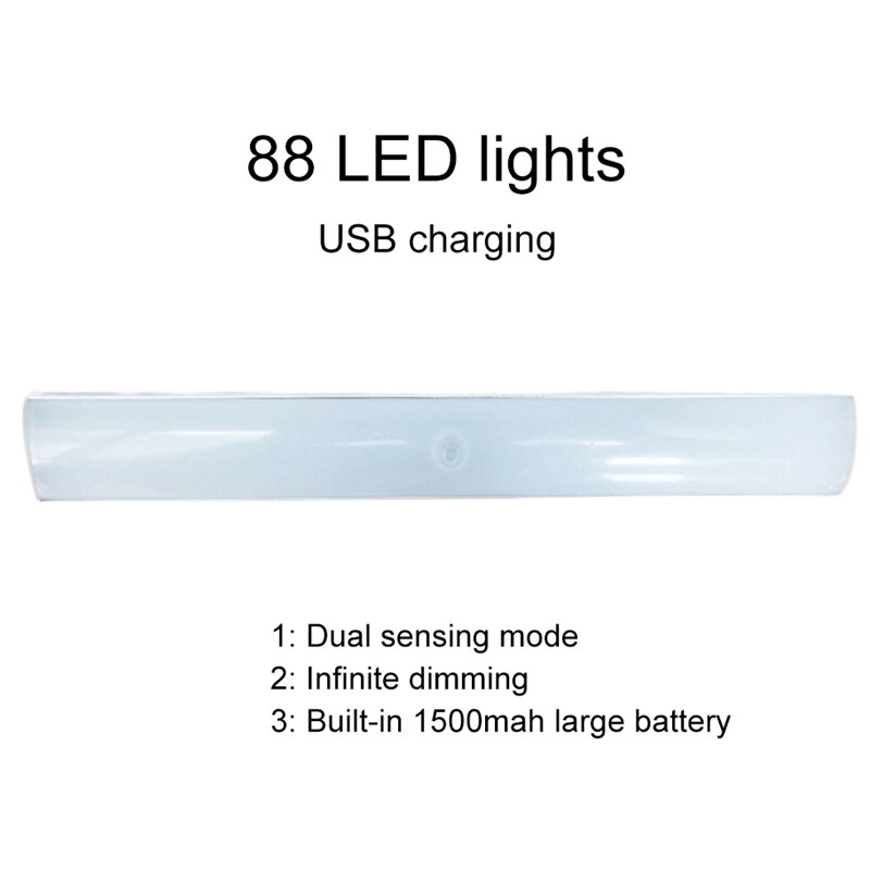 Led Menselijk Lichaam Infrarood Sensor Licht Garderobe Lamp Oplaadbare 88-Led Motion Sensor Wandlamp Draadloze Kabinet Down Lamp