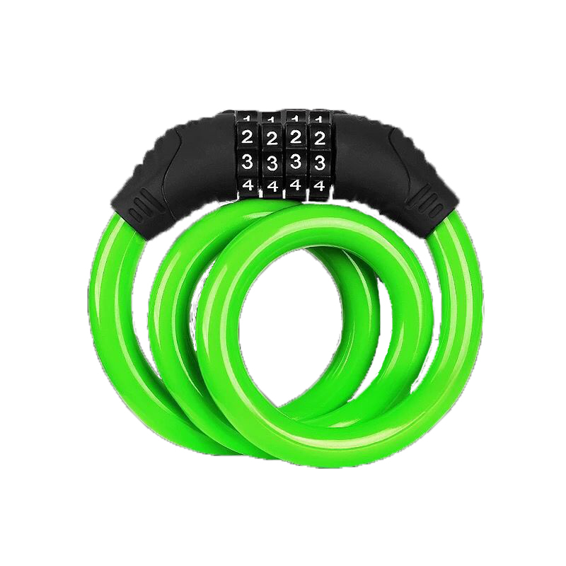 Anti-Diefstal Fietsslot 4 Cijferige Code Combinatie Rvs Kabel Fiets Security Lock Apparatuur Mtb Fietsslot: Green