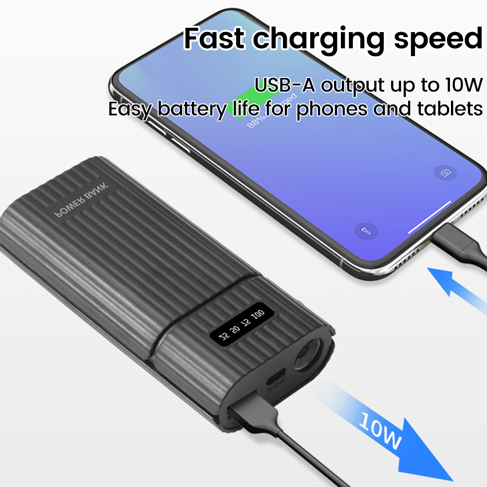 18650/18700/20700/21700 Battery Charger Adapter DIY Power Bank for iPhone PD Charging Power Bank Case Box with LED Flashlight