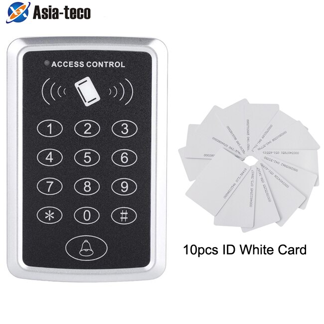 125KHz RFID Access Control Keypad Machine Rainproof Cover EM Card Reader For Door Access Control System Lock: M203 10 card