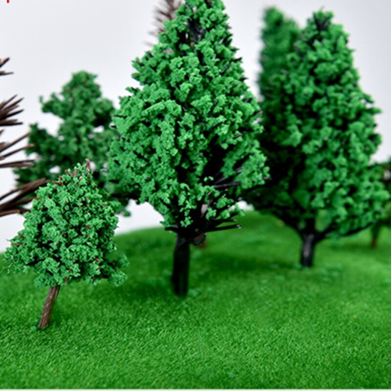 10Pcs Poplar Plastic Trees Model Light Green Leaves Railroad Railway Scene Scenery Landscape for Architecture Park Street Layout