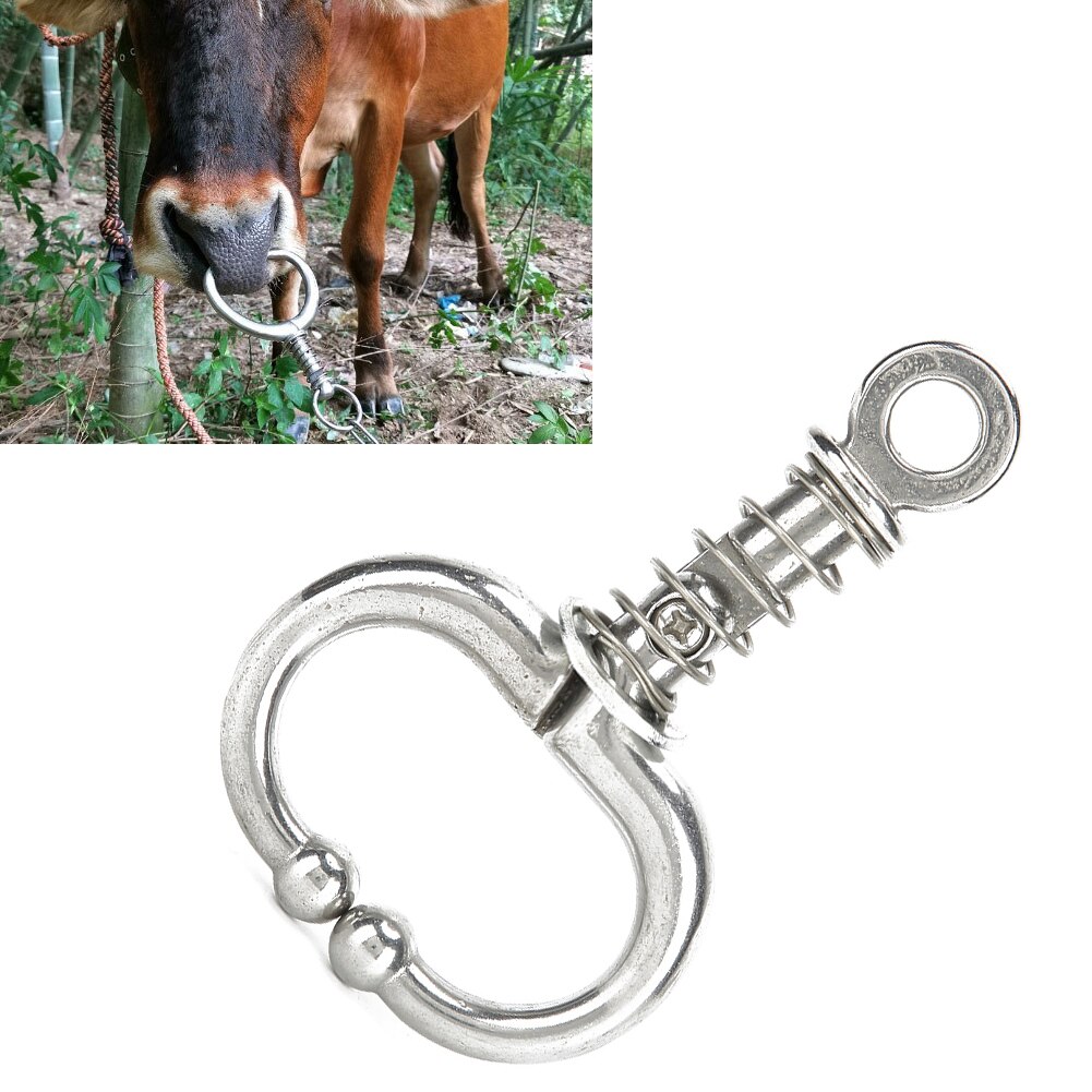 Livestock Cattle Stainless steel Bull Spring Nose Clamp Cow Nose Plier Farm Animal Cattle Horse Feeding Equipment