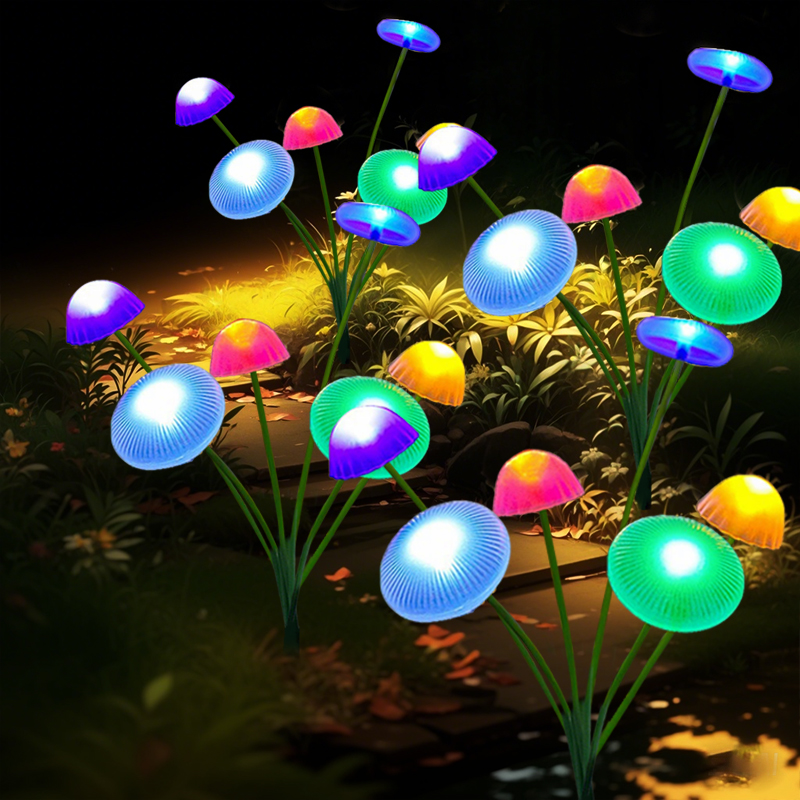 Luzes solares led jardim decorativo cogumelo medusa caminho balançar lâmpada solar para gramado ao ar livre quintal passarela pátio: RGB / 6-10 W