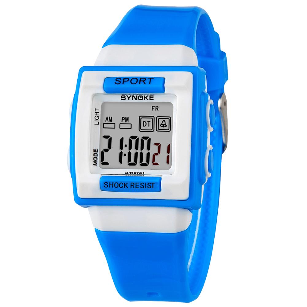 Uthai CQ116 Kinderen Student Waterdichte Digitale Horloge Mode Kleurrijke Stopwatch Wekker Multifunctionele Digitale Horloge: blue