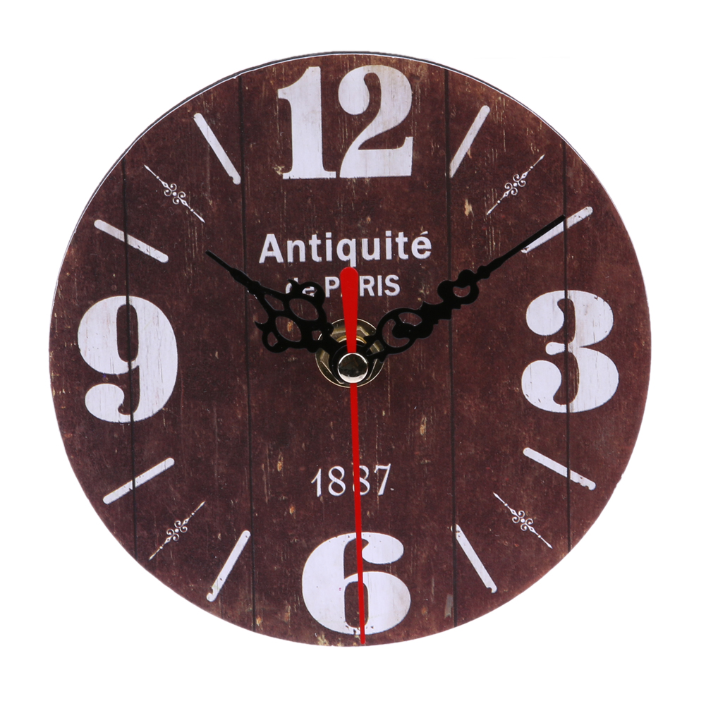 Vintage Wooden Wall Clock Large Shabby Chic Rustic Kitchen Home Antique Style Beauty clock pattern Round photo glass: 03
