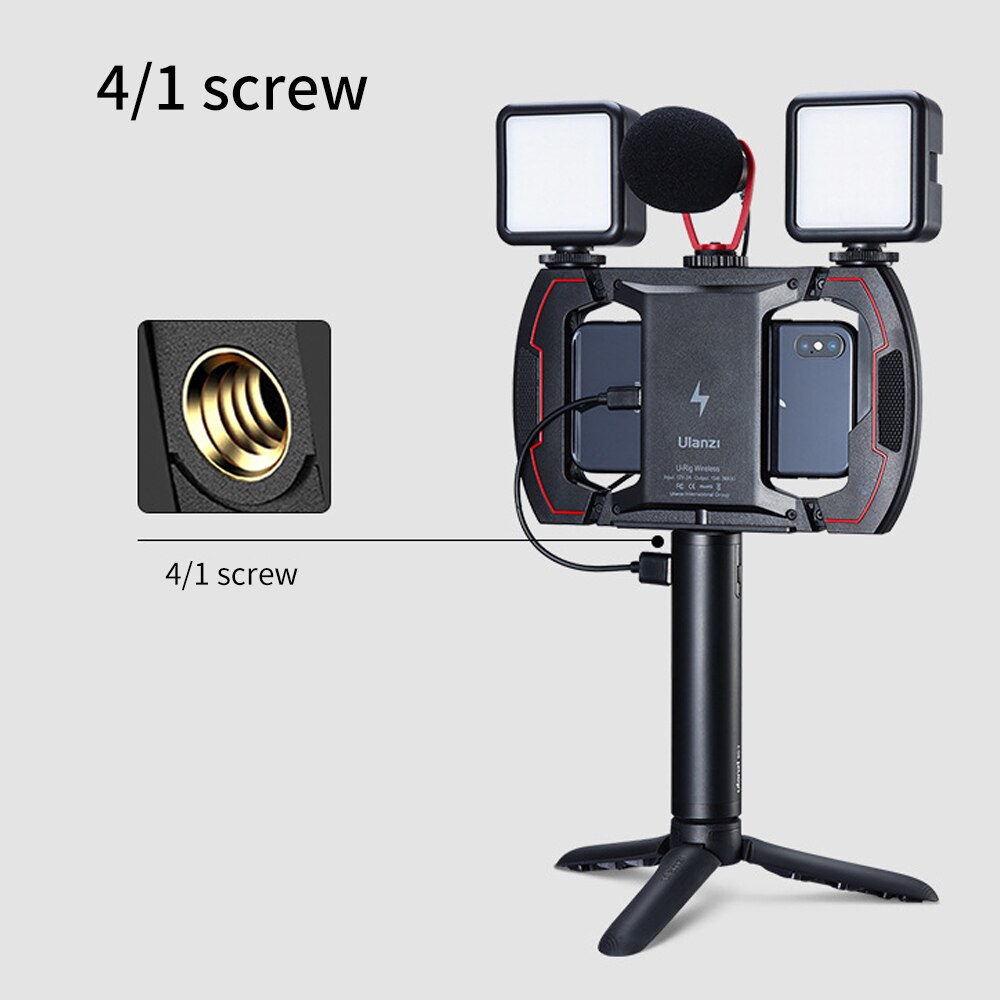 U-Rig Video Rig Draadloze Smartphone Lader Met Koud Schoen Voor Led Licht Invullen Microfoon Filmmaken Case Handheld Handvat grip