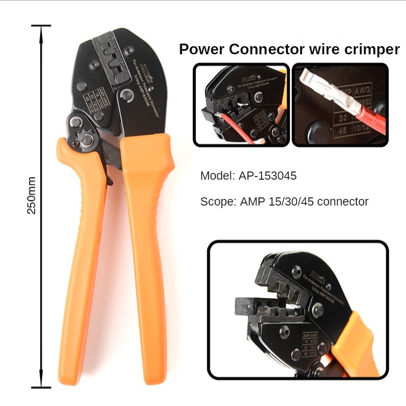 Ap -11 iwiss krymptång ratcheting wire crimper verktyg för anderson amp 15, 30 och 45 kabelkontakter awg 20-10