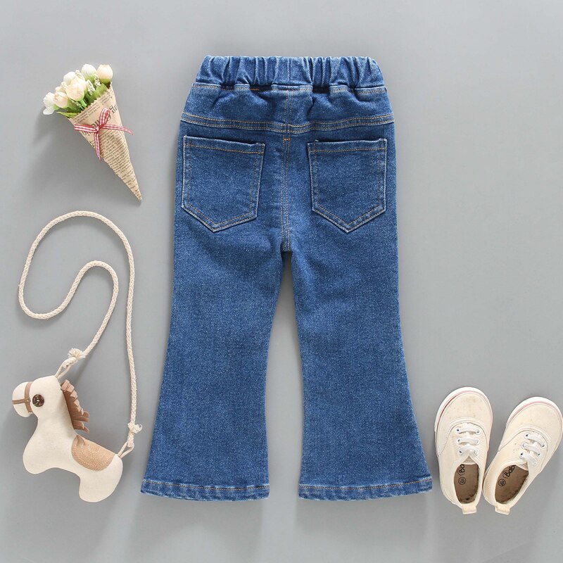 IENENS Boot Cut Pants Girl Stretch Jeans Kids Clothes 2-7 Years Children Denim Pants Spring Autumn Clothing Skinny Long Pants