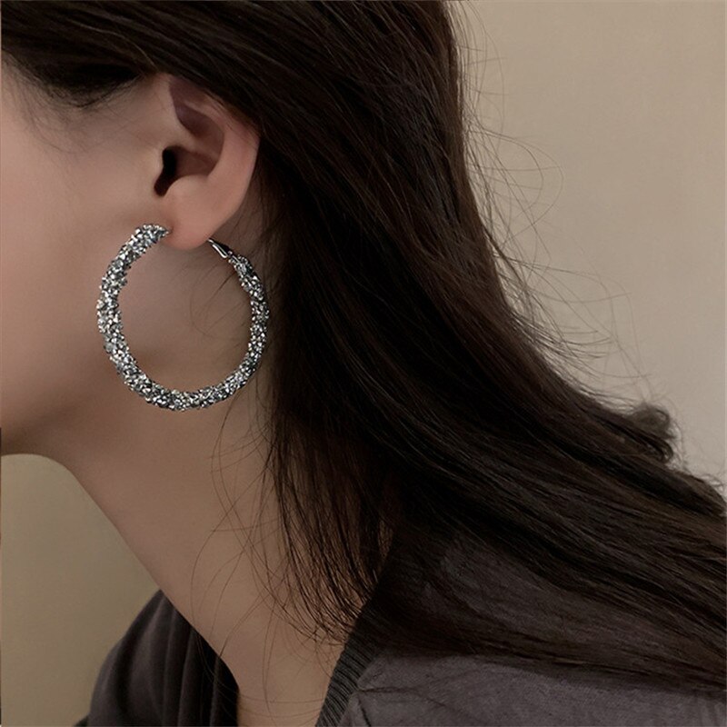 Fyuan Eenvoudige Ronde Zwarte Steentjes Hoepel Oorbellen Geometrische Oorbellen Voor Vrouwen Sieraden