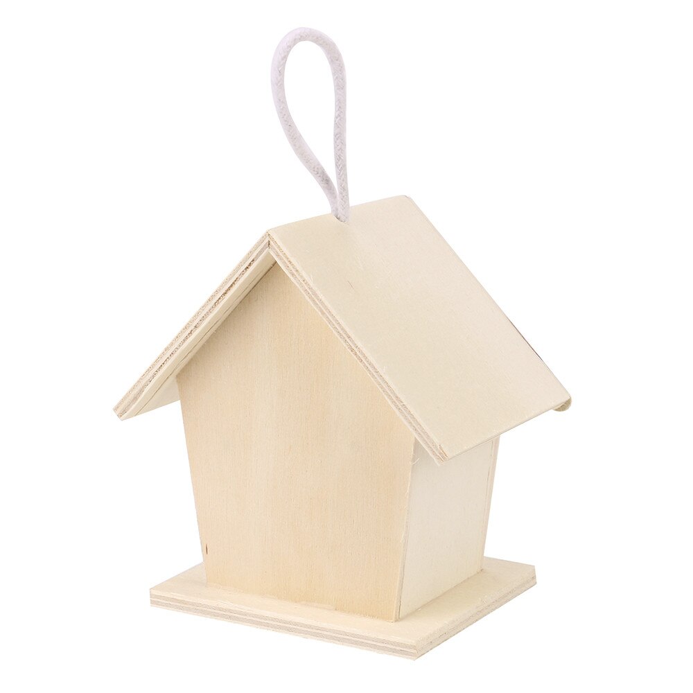 1pc fuglehus i tre for barn fuglebur reir dox reirhus fuglehus fuglekasse to lag rundt hull dekorativt