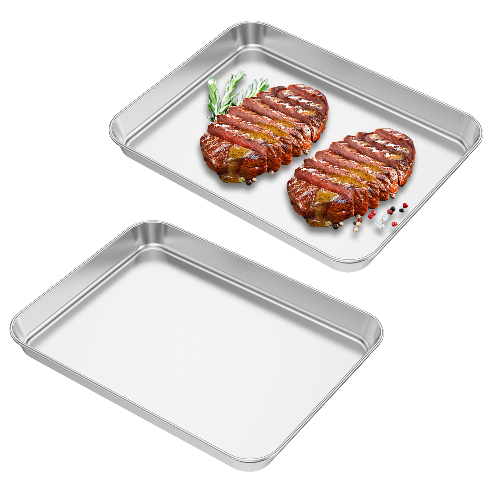 2 Stuks Broodrooster Oven Pan 304 Roestvrij Staal Kleine Bakplaat Multifunctionele Broodrooster Oven Lade Voor Commerciële En Thuis bakken