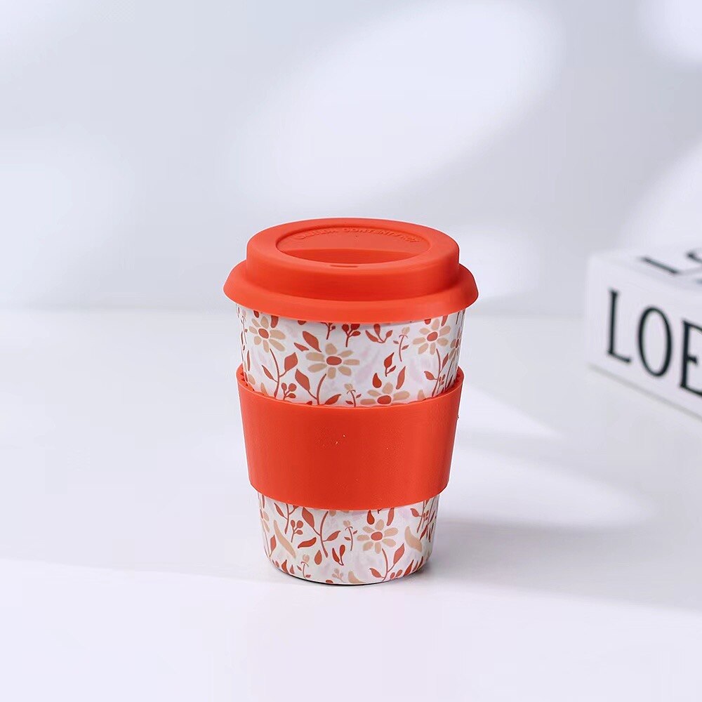 Bamboo Fibre Cup,BPA Free Ecofriendly Cups, Reusable Travel Mugs for Coffee: Flower