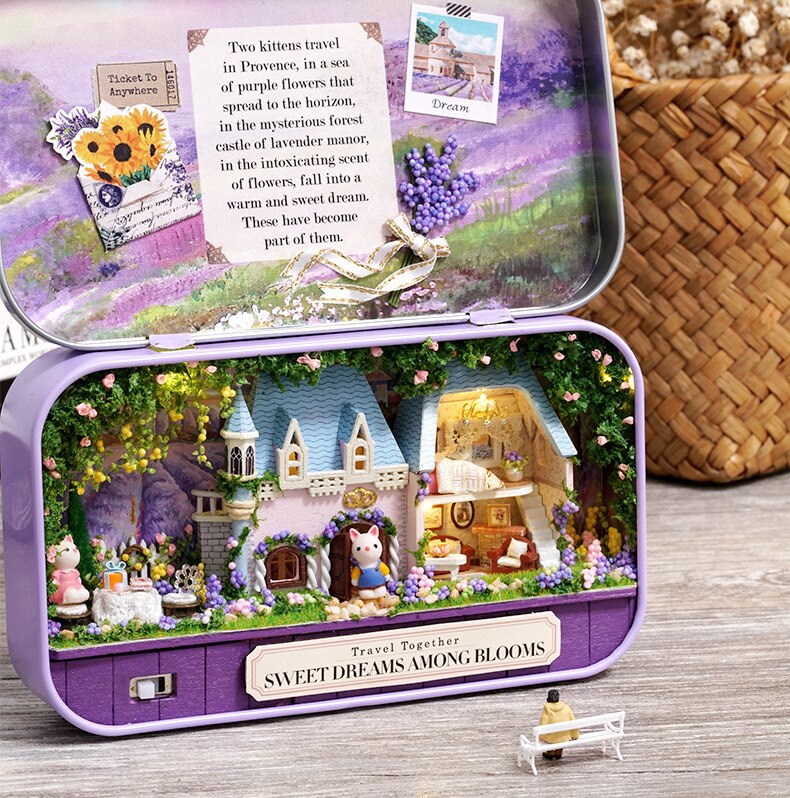 CUTE ROOM Doll House Furnitures Box Theatre DIY Model Miniatures Wooden Dollhouse Toys For Children Countryside Notes: P