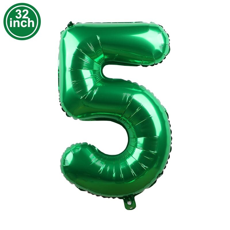 32 Inch Green Large Numbers Balloon 1 2 3 4 5 6 7 8 9 Kids Birthday Ball Digit Wedding Anniversary Figure Golob Ballon: 5