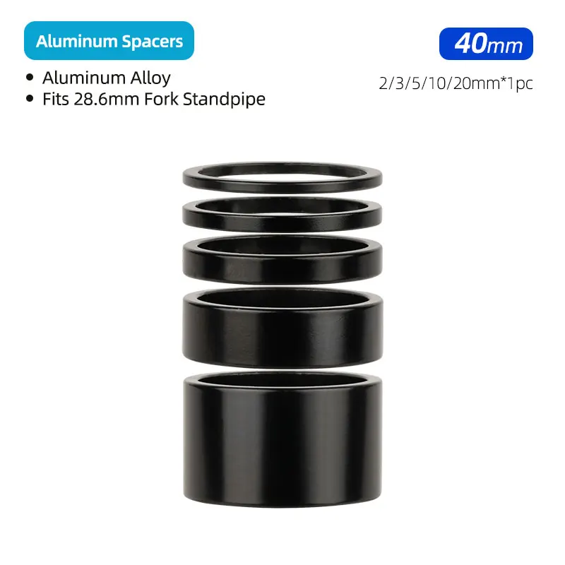 Entretoise de casque de vélo 2 3 5 10 20mm, rondelle en aluminium pour tube de direction 1-1/8 28.6mm, tige de fourche BMX de route vtt recommande Sister Ring: Black