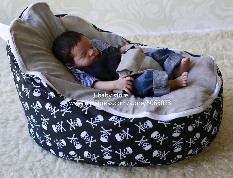 Schedel Piraat Blauw Top Baby Sofa Stoel, Geen Filler: grey