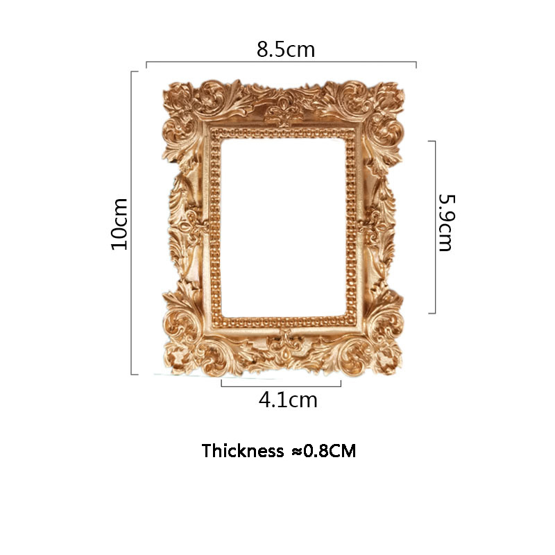 Mini Gold kleiner Fotorahmen Schieß Requisiten retro-Fotorahmen Ich bin europäischen Stil geprägte Nagel Kunst Ohrringe Pose Requisiten: Gelb