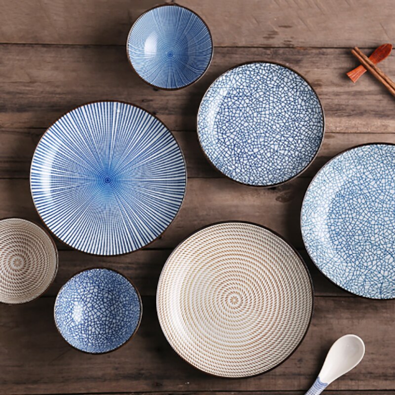 Assiette japonaise dîner ensemble cuisine domestique porcelaine Dessert Sushi plats Steak salade Snack gâteau assiettes vaisselle