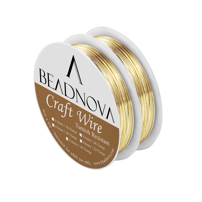 Beadnova 26/22/20 Gauge Aanslag Bestendig Blote Koperdraad Voor Sieraden Maken (2 Rolls Pack): Gold-26Gauge-10M