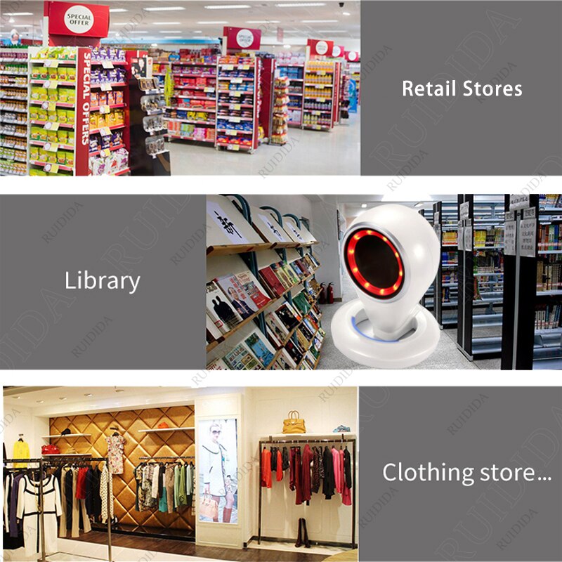 Desktop Scanner 2d Platform Barcode Reader 1D 2D QR Code Scanner Bar code PDF417 Handfree Auto Scanning for Supermarket Store