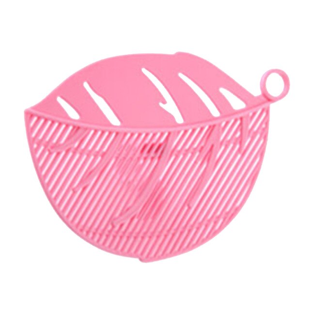 1 stk køkken multifunktionelt bladformet taomi afløbsbræt spaghetti dørslag filter filter frugtgrøntsagsrengøringsværktøj: En lyserød
