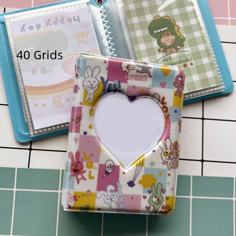 Love Heart A5 Binder Photo Album Cover Storage Album Book Cover Card Holder Sticker Small Card Storage Hollow DIY: 3 Inch 40 Cards b3