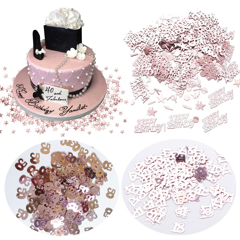 Rose guldcifre 18,21,30,40,50,60 konfetti tillykke med fødselsdagen bryllupsfest numre tabel spreder dekorering drys festartikler