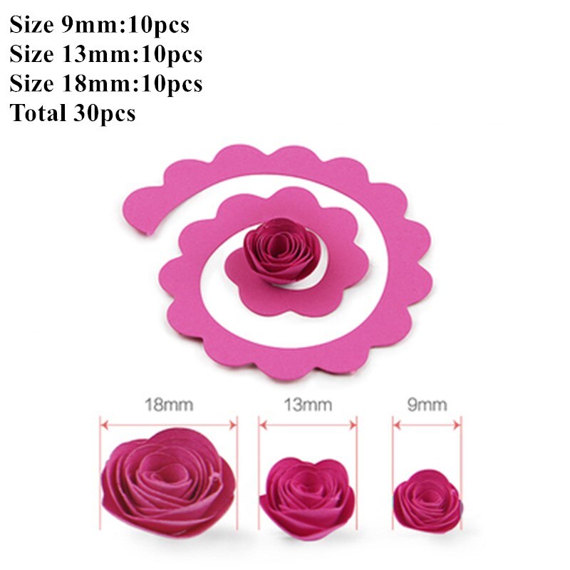 30pcs Multi Size Rose Flower Quilling strisce di carta Craft Make Paper Flowers Kit per Scrapbooking Quilling Paper Set: Rose Red