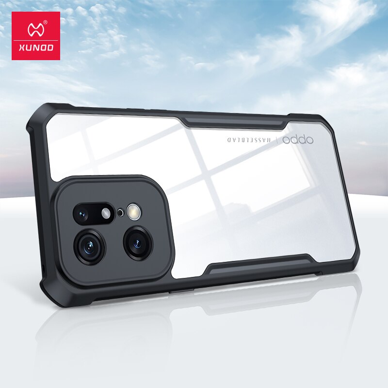 Para Find x5 pro caso, xundd caso à prova de choque para oppo encontrar x5 lite caso transparente pára-choques capa de telefone impressão digital livre capa