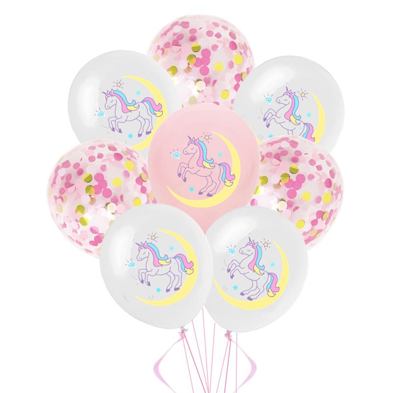 10 stk. tegnefilm enhjørningballoner sæt guld konfetti ballon fødselsdagsfest dekoration børn voksne luftkugler globos bryllupsindretning: 04