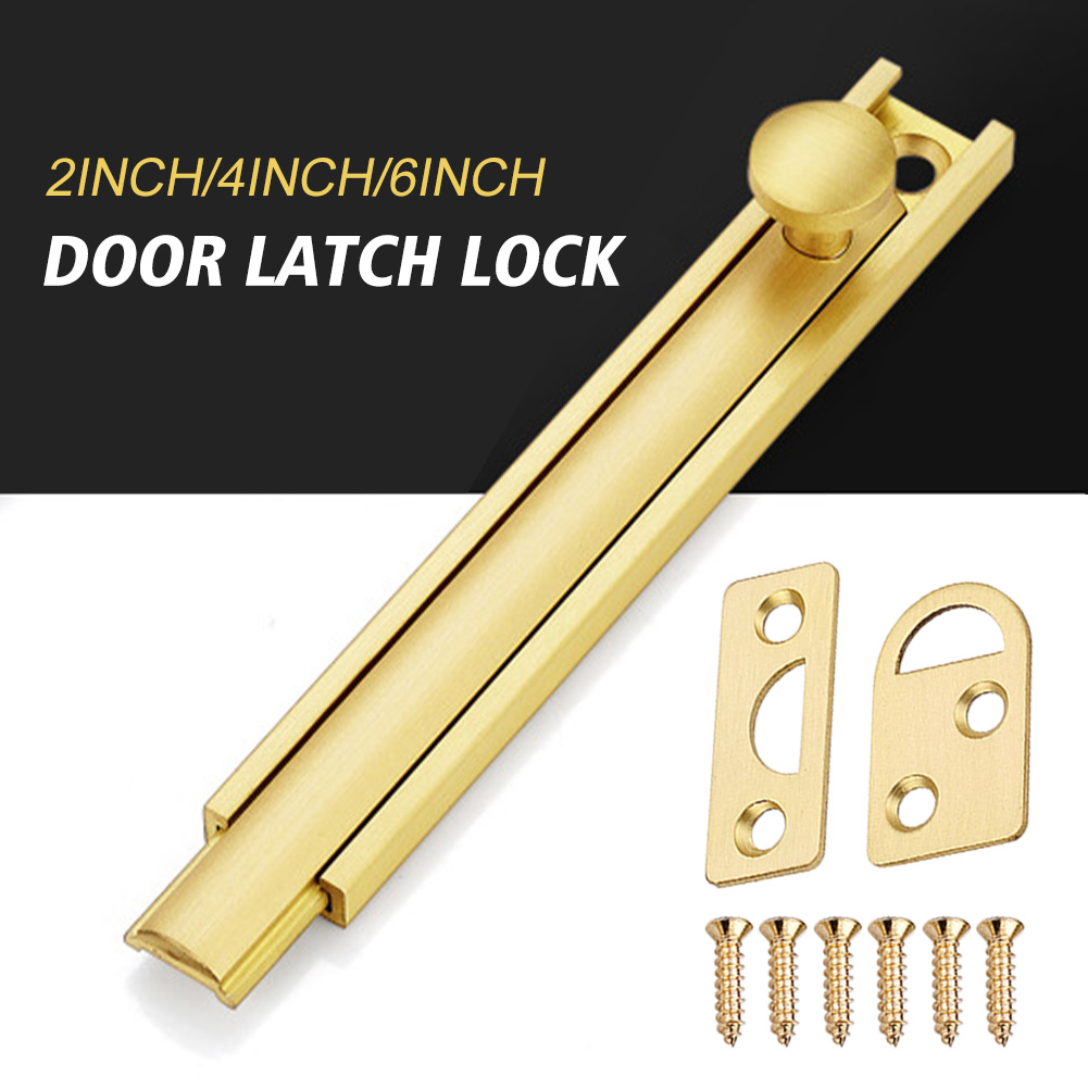 Home With Screws Windows Bathroom Security Barn Slide Bolt Hardware Concealed Easy Install Gate Anti Theft Brass Door Latch Lock
