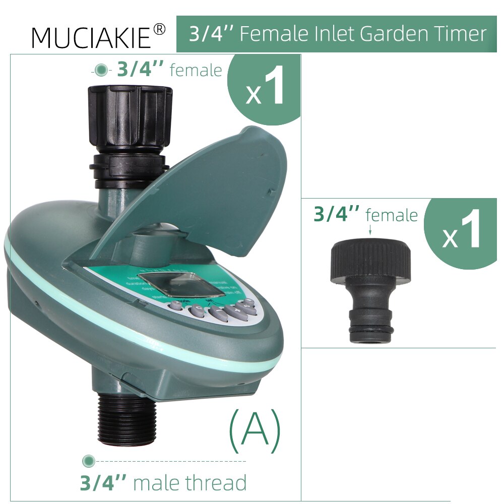 Garden Watering Timer Irrigation Controller LCD Display Weekly Daily Programming Lawn Greenhouse Potted Plants Sprinklers system: A