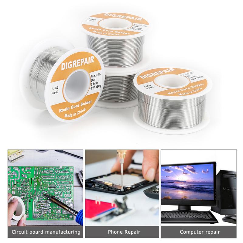 150g/roll Tin lead Rosin Core Solder Wire 0.6mm 0.8mm 1.0mm 1.2mm 2% Flux Reel Welding line Rosin Core Solder for soldering