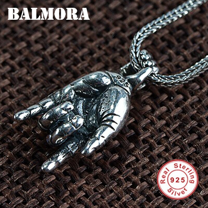 BALMORA 925 Sterling Silver Love Punk Charm Pendant For Lover Valentine&#39;s Day Special Vintage Jewelry Without Chain